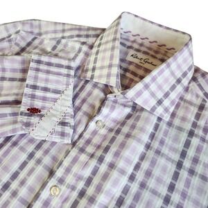 ROBERT GRAHAM Oxford Shirt Mens 41 16 Purple Check Windowpane Button Down